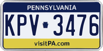 PA license plate KPV3476