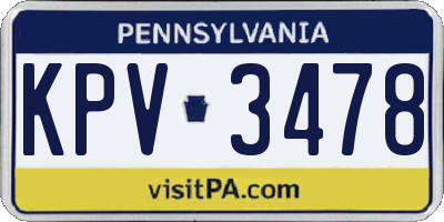 PA license plate KPV3478