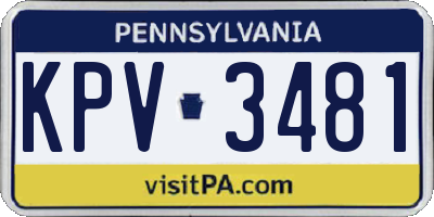 PA license plate KPV3481
