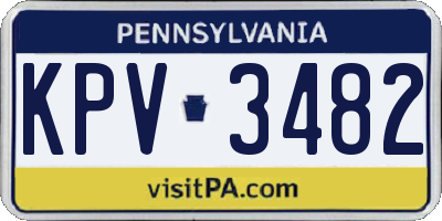 PA license plate KPV3482