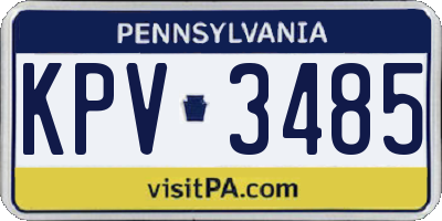 PA license plate KPV3485