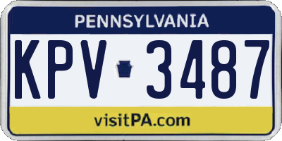 PA license plate KPV3487