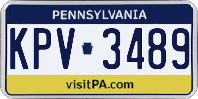 PA license plate KPV3489