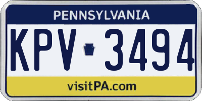 PA license plate KPV3494