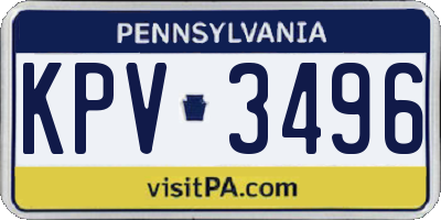PA license plate KPV3496