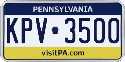 PA license plate KPV3500