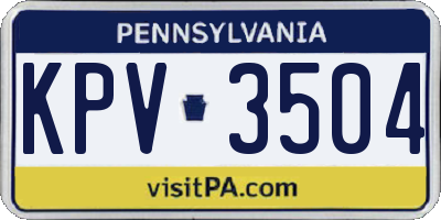 PA license plate KPV3504