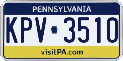 PA license plate KPV3510