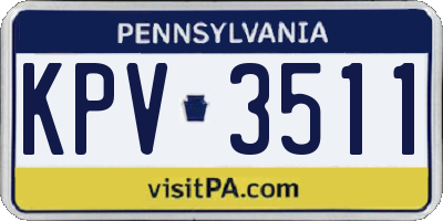PA license plate KPV3511