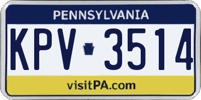 PA license plate KPV3514