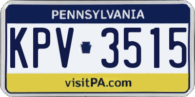 PA license plate KPV3515