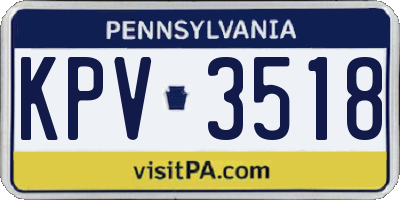 PA license plate KPV3518