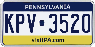 PA license plate KPV3520