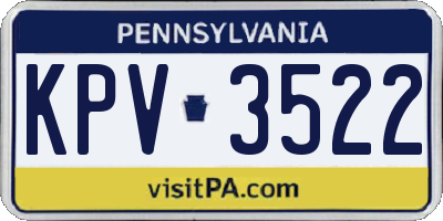 PA license plate KPV3522