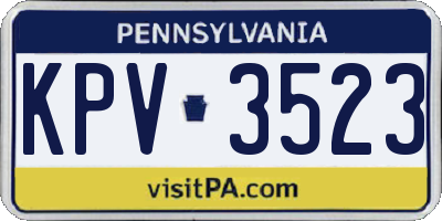 PA license plate KPV3523