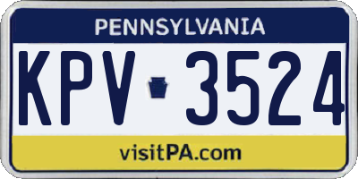 PA license plate KPV3524