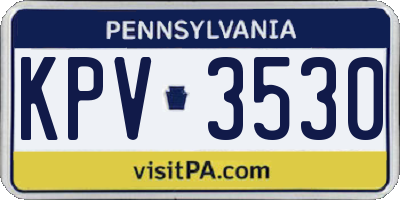 PA license plate KPV3530