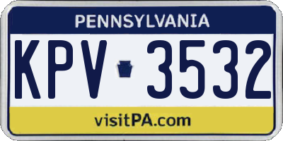 PA license plate KPV3532
