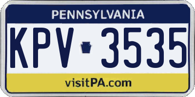 PA license plate KPV3535