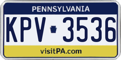 PA license plate KPV3536