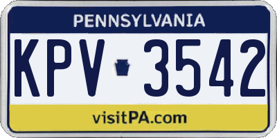 PA license plate KPV3542