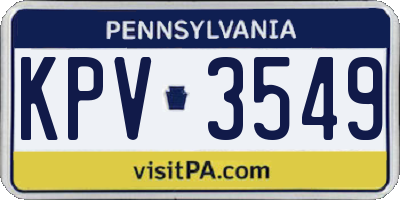 PA license plate KPV3549
