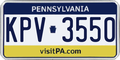 PA license plate KPV3550
