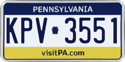 PA license plate KPV3551