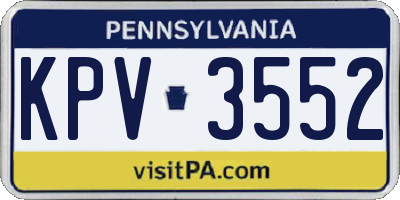 PA license plate KPV3552
