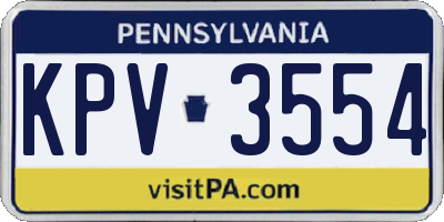 PA license plate KPV3554