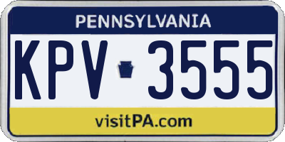 PA license plate KPV3555