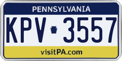 PA license plate KPV3557