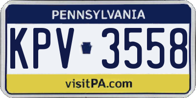 PA license plate KPV3558