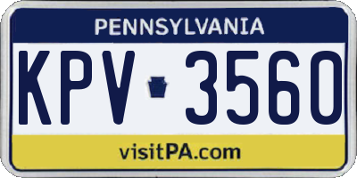 PA license plate KPV3560