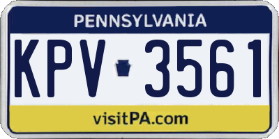 PA license plate KPV3561