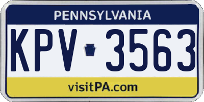 PA license plate KPV3563