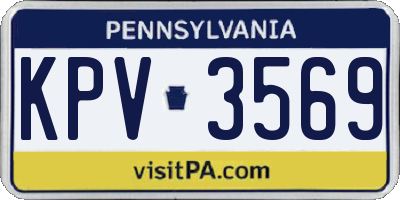 PA license plate KPV3569