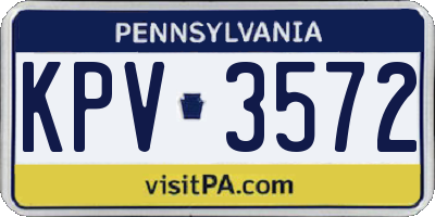 PA license plate KPV3572
