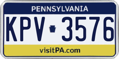 PA license plate KPV3576
