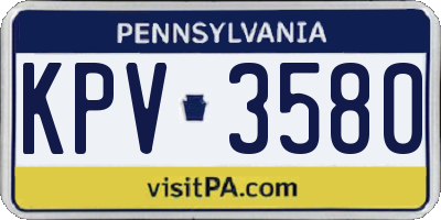 PA license plate KPV3580