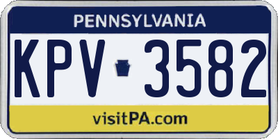 PA license plate KPV3582