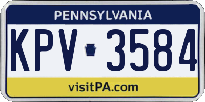 PA license plate KPV3584