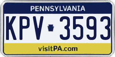 PA license plate KPV3593