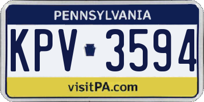PA license plate KPV3594