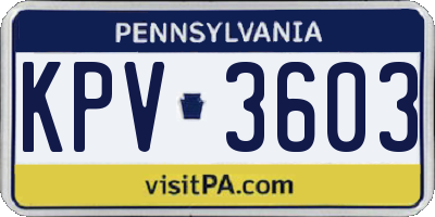 PA license plate KPV3603