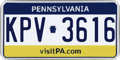 PA license plate KPV3616