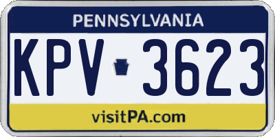 PA license plate KPV3623