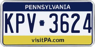 PA license plate KPV3624