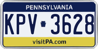 PA license plate KPV3628