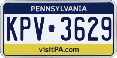 PA license plate KPV3629